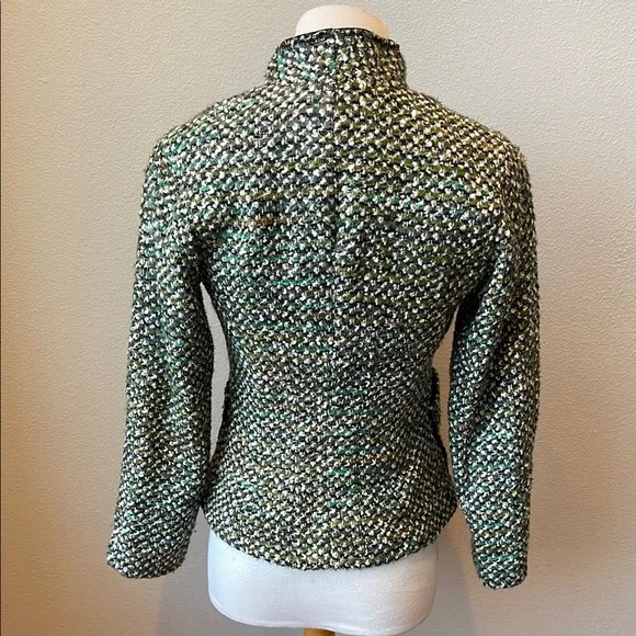 Lafayette 148 New York Green and Black Blazer Structured Tweed